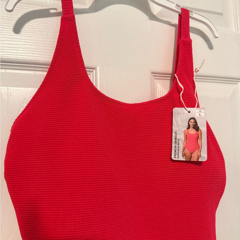 Serra Pink Textured Women’s One-Piece Swimsuit - Picture 3 of 6